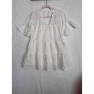 Mustard Seed Swimsuit Cover Up Small White Eyelet Flowy Damage